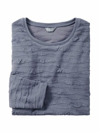 Rundhals-Shirt Strukturmuster Granitblau