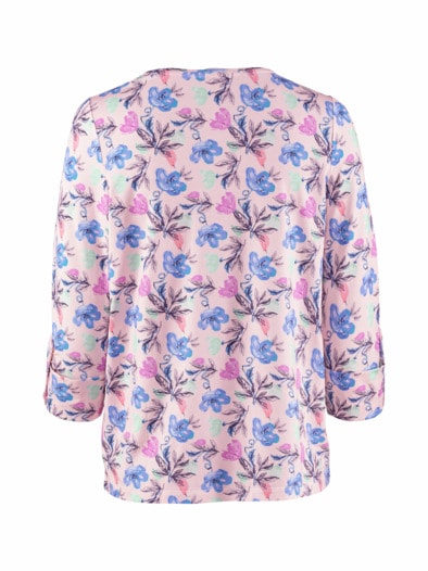 Baumwoll-Modal-Shirt Rosa geblümt