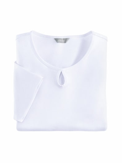 Sommershirt Tropfenausschnitt Weiß