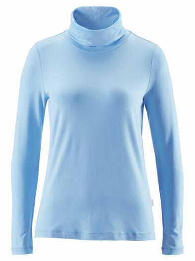 Viskose-Shirt Rollkragen Hellblau