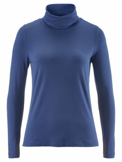 Viskose-Shirt Rollkragen Marine