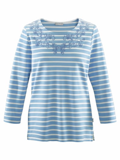 Ringelshirt Atmungsaktiv Hellblau