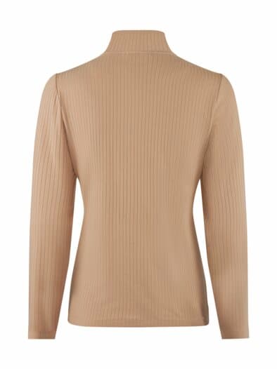 Edel-Rippenshirt Reißverschluss Beige