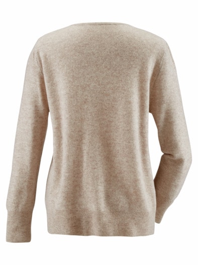 Woll-Strickjacke Extraweich Beige