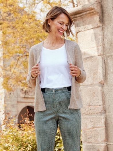 Woll-Strickjacke Extraweich Beige