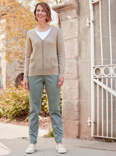 Woll-Strickjacke Extraweich Beige