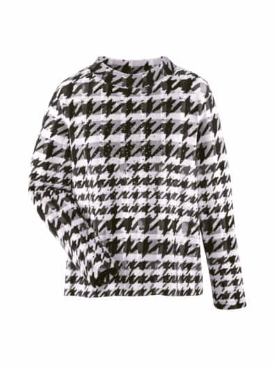 Rabe Sweatshirt Hahnentritt Schwarz-Weiß
