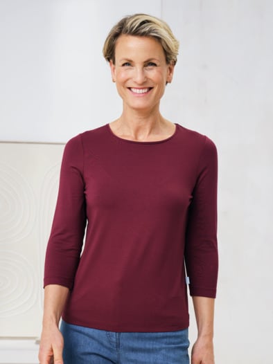 Viskose-Shirt 3/4 Arm Bordeaux