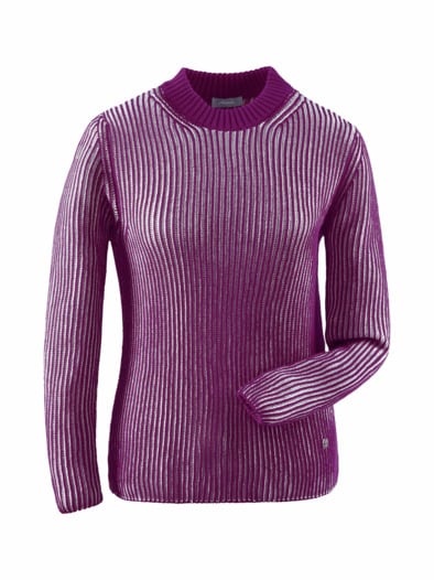 Brioche-Strickpullover Farbeffekt Violett