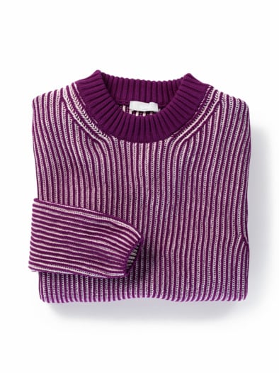 Brioche-Strickpullover Farbeffekt Violett