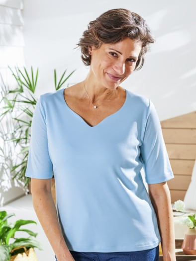 Baumwoll-Shirt Aloe vera Hellblau