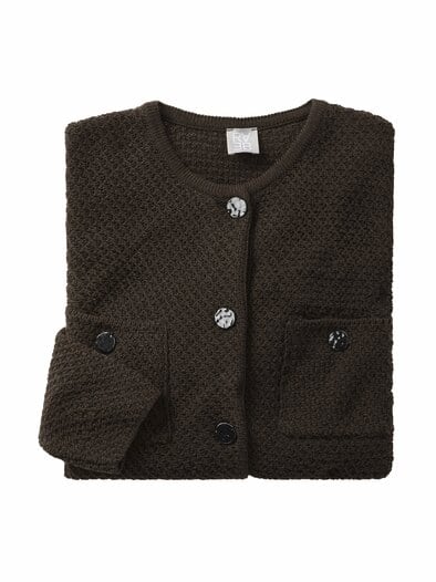 Rabe Boucle Strickjacke Mokka