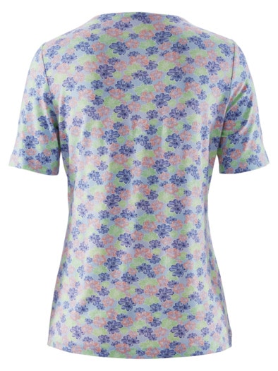 Halbarm-Shirt Seidenweich Hellblau gebl.