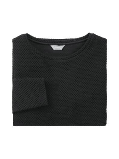 Shirt Waffeloptik Schwarz