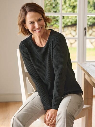 Shirt Waffeloptik Schwarz