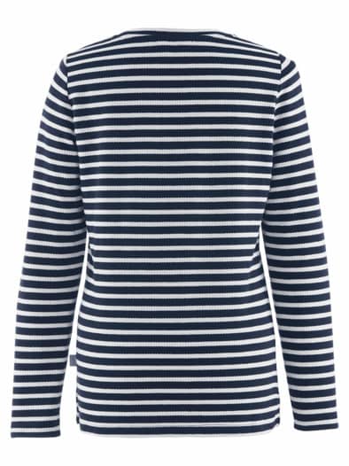 Langarm-Shirt Strukturstreifen Marine-Weiß