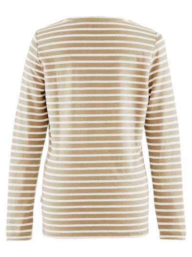 Langarm-Shirt Strukturstreifen Beige-Weiß