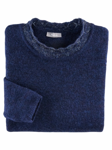 Rundhals-Pullover Lurex Marine