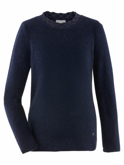 Rundhals-Pullover Lurex Marine
