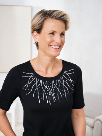 Jersey Twinset Glanzstück Schwarz