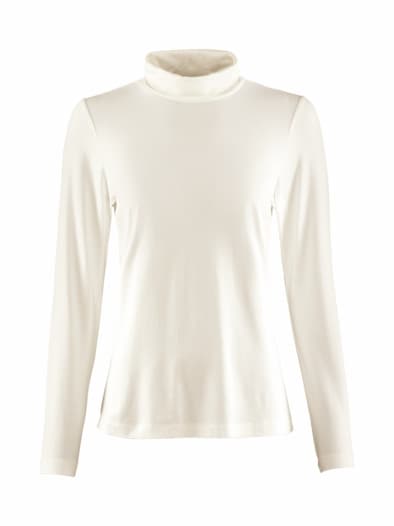 Viskose-Shirt Rollkragen Offwhite