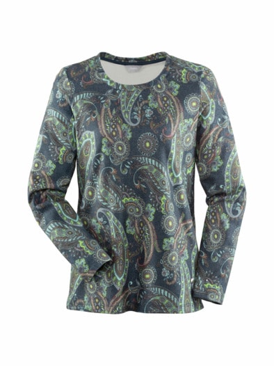 Kuschel-Thermoshirt Grün gemustert