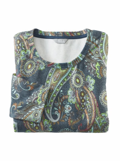 Kuschel-Thermoshirt Grün gemustert