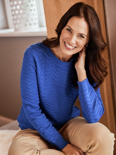 Pullover Strukturstrick Royalblau