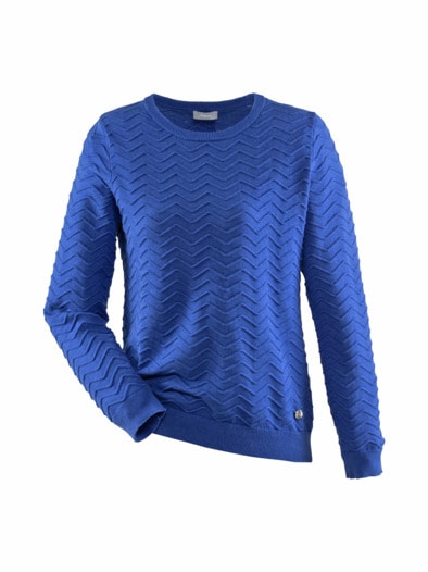 Pullover Strukturstrick Royalblau
