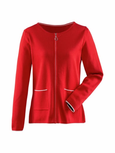 Strickjacke Farbkontrast Rot