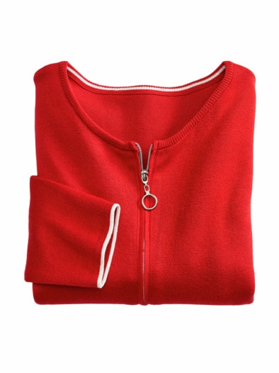 Strickjacke Farbkontrast Rot