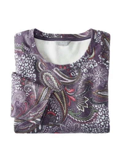 Kuschel-Thermoshirt Beere gemustert