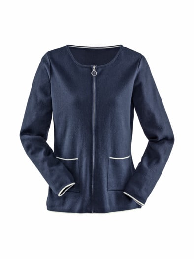 Strickjacke Farbkontrast Marine
