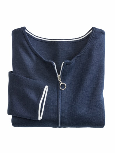 Strickjacke Farbkontrast Marine
