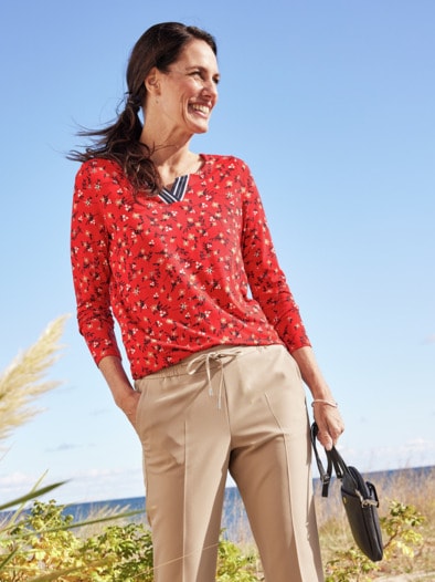 Langarmshirt Millefleur Rot