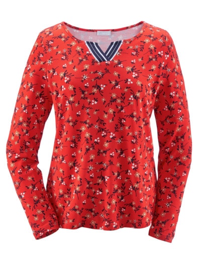 Langarmshirt Millefleur Rot