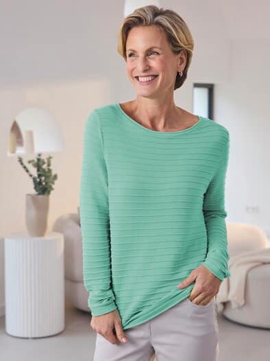 Pullover Struktur-Ringel Mint