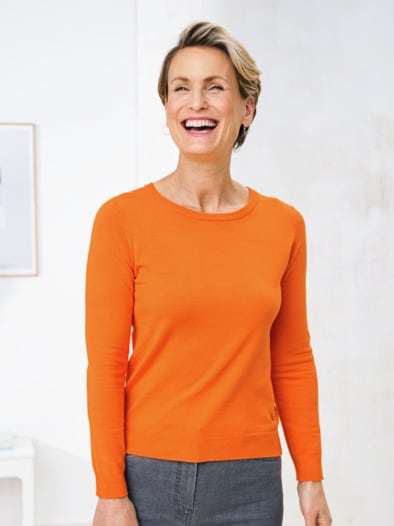 Rundhals-Pullover Supersoft Orange
