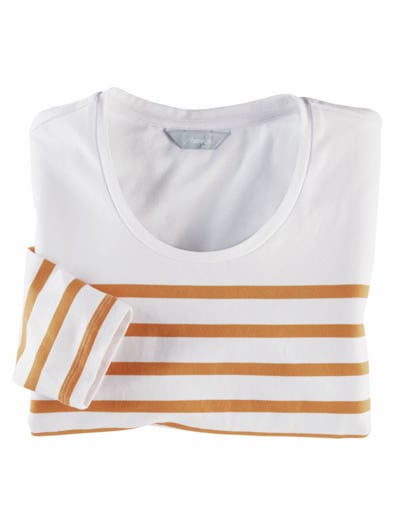 Rundhals-Shirt Streifenmuster Senfgelb gestr.