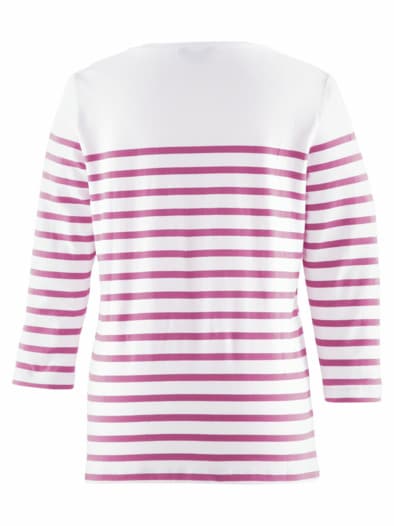 Rundhals-Shirt Streifenmuster Rosa gestreift