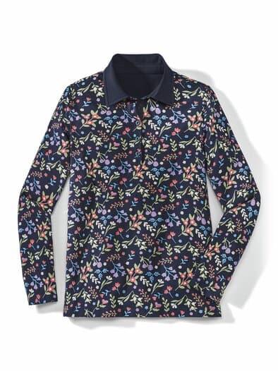 Thermo-Poloshirt Marine gemustert