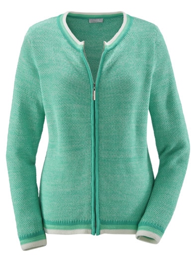 Reißverschluss-Strickjacke Baumw. Mint