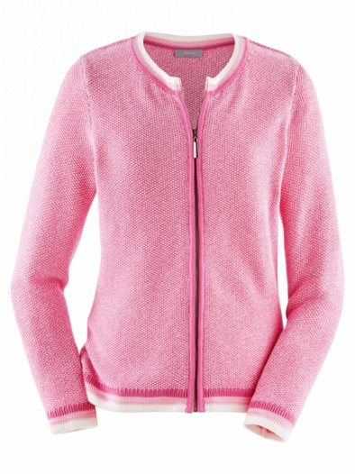 Reißverschluss-Strickjacke Baumw. Rosa