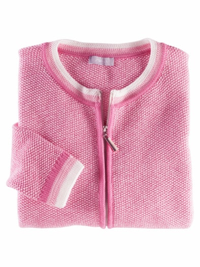 Reißverschluss-Strickjacke Baumw. Rosa
