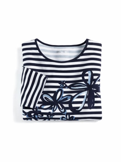 Rabe ShirtStreifen-Mix Marine-Weiß