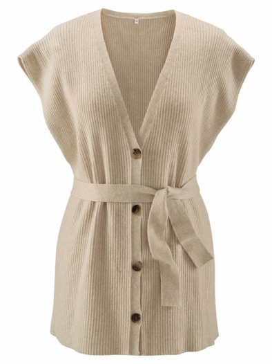 Strick-Weste Kaschmirweich Beige