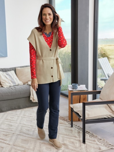 Strick-Weste Kaschmirweich Beige