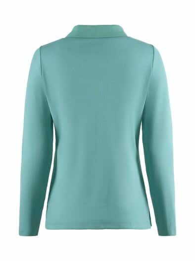 Baumwoll-Ripp-Polo mit Zipper Gletschergrün