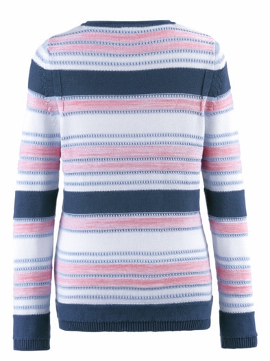 Baumwoll-Pullover Ajour Blau gestreift