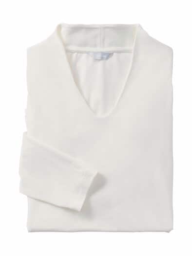 Jersey-Shirt Kelchkragen Weiß